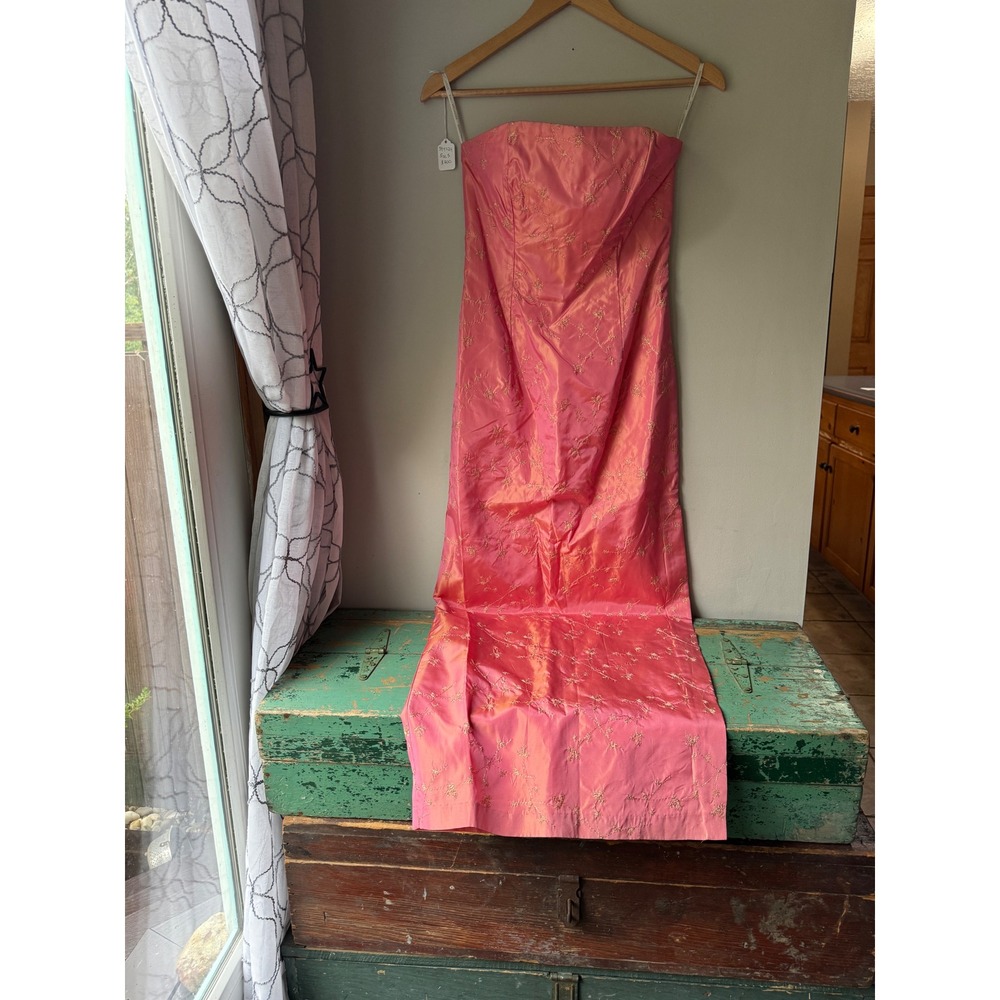 Jessica McClintock Gunne Sax Gown 3 Pink Vintage Y2K Prom Dress strapless